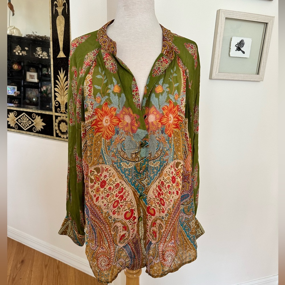 Chiffon Button Down Soft Surroundings Top - Size XL